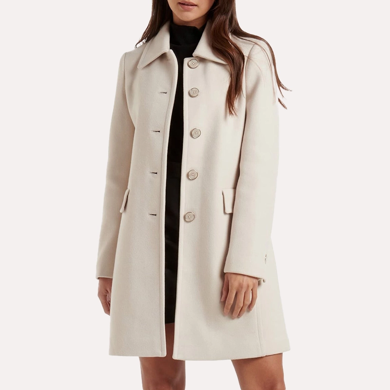 White Wool Trench Coat for Women - 2024