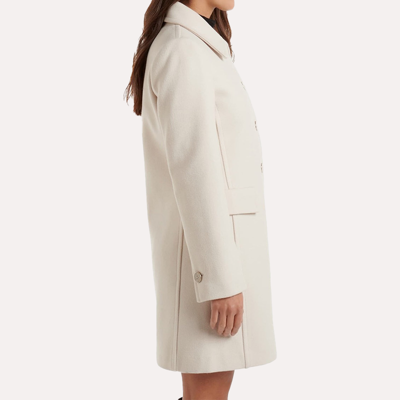 White Wool Trench Coat for Women - 2024