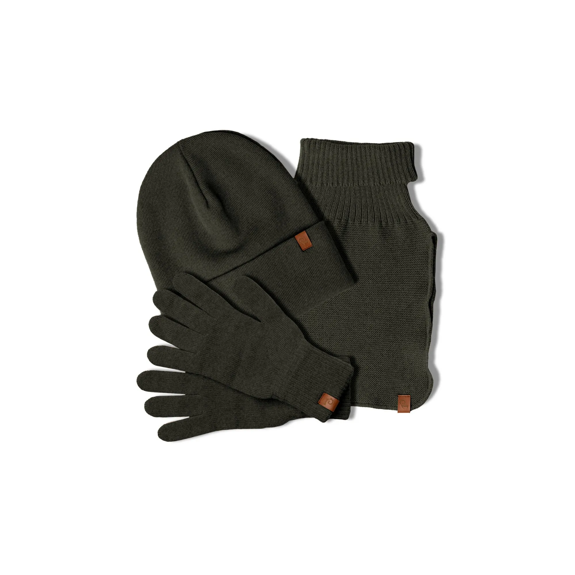 3-Piece Women's Knit Beanie, Dickie, and Gloves