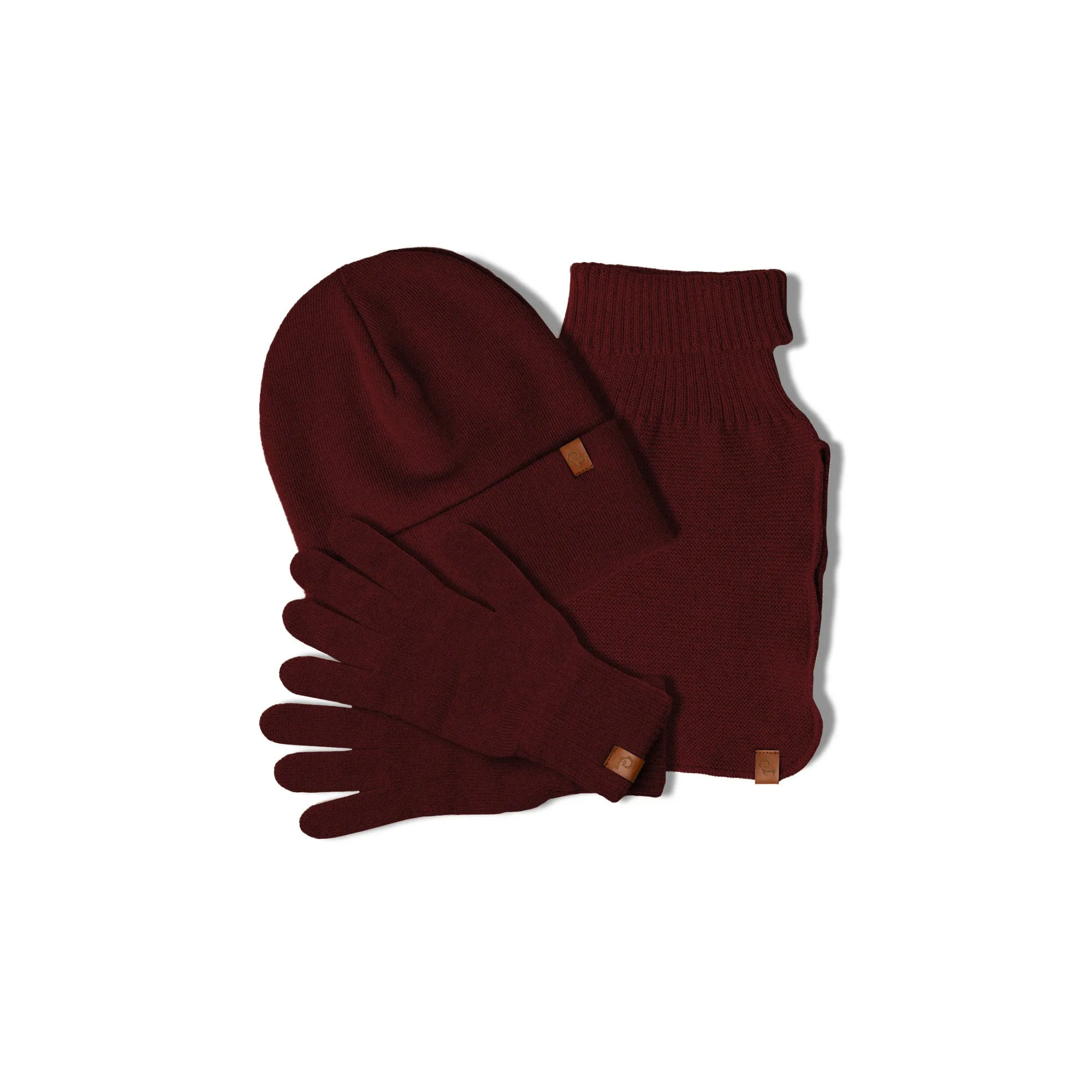 3-Piece Women's Knit Beanie, Dickie, and Gloves