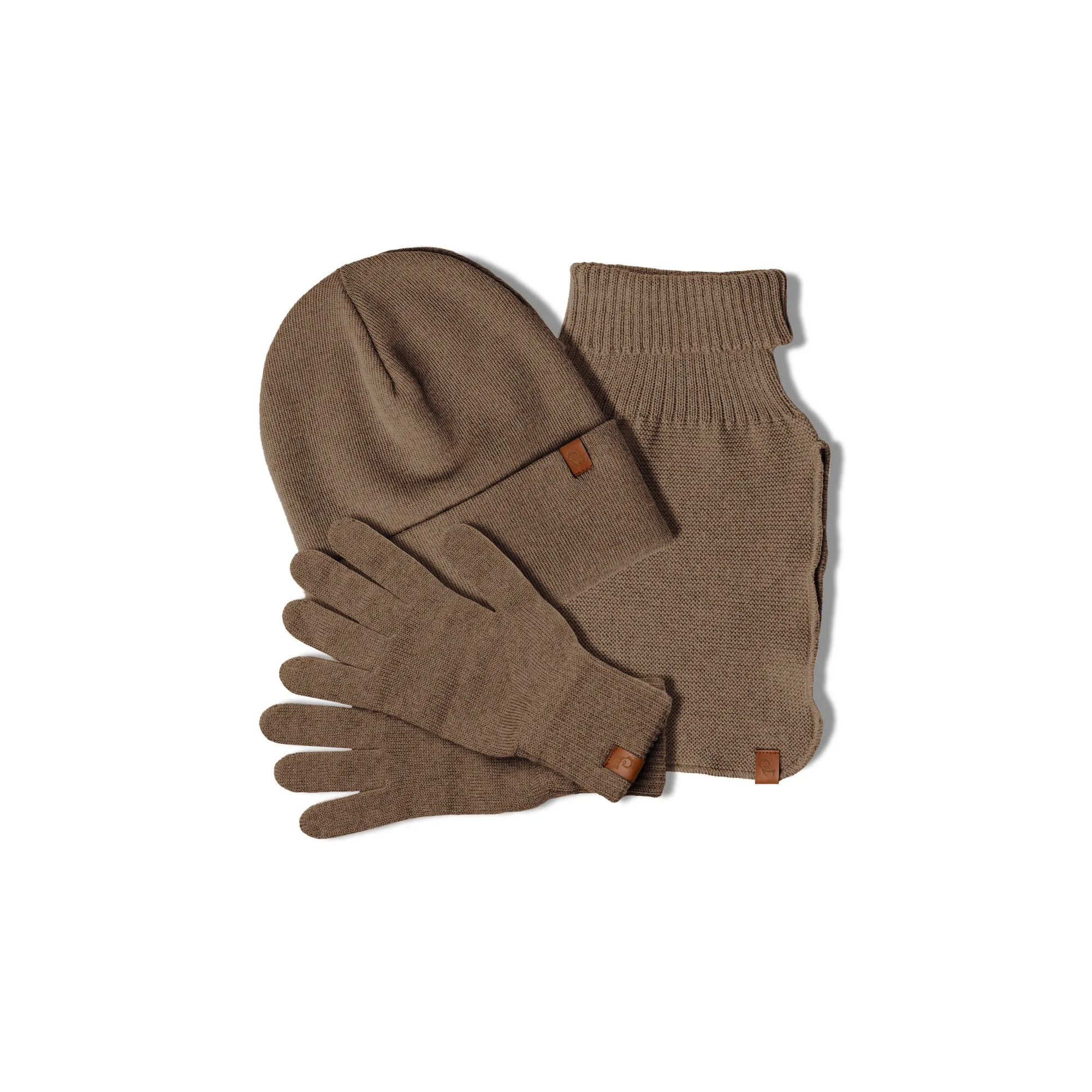 3-Piece Women's Knit Beanie, Dickie, and Gloves