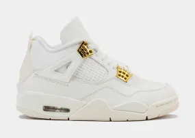 Air Jordan 4 Retro White Gold Womens Shoes Sail Metallic Black - One Per Customer