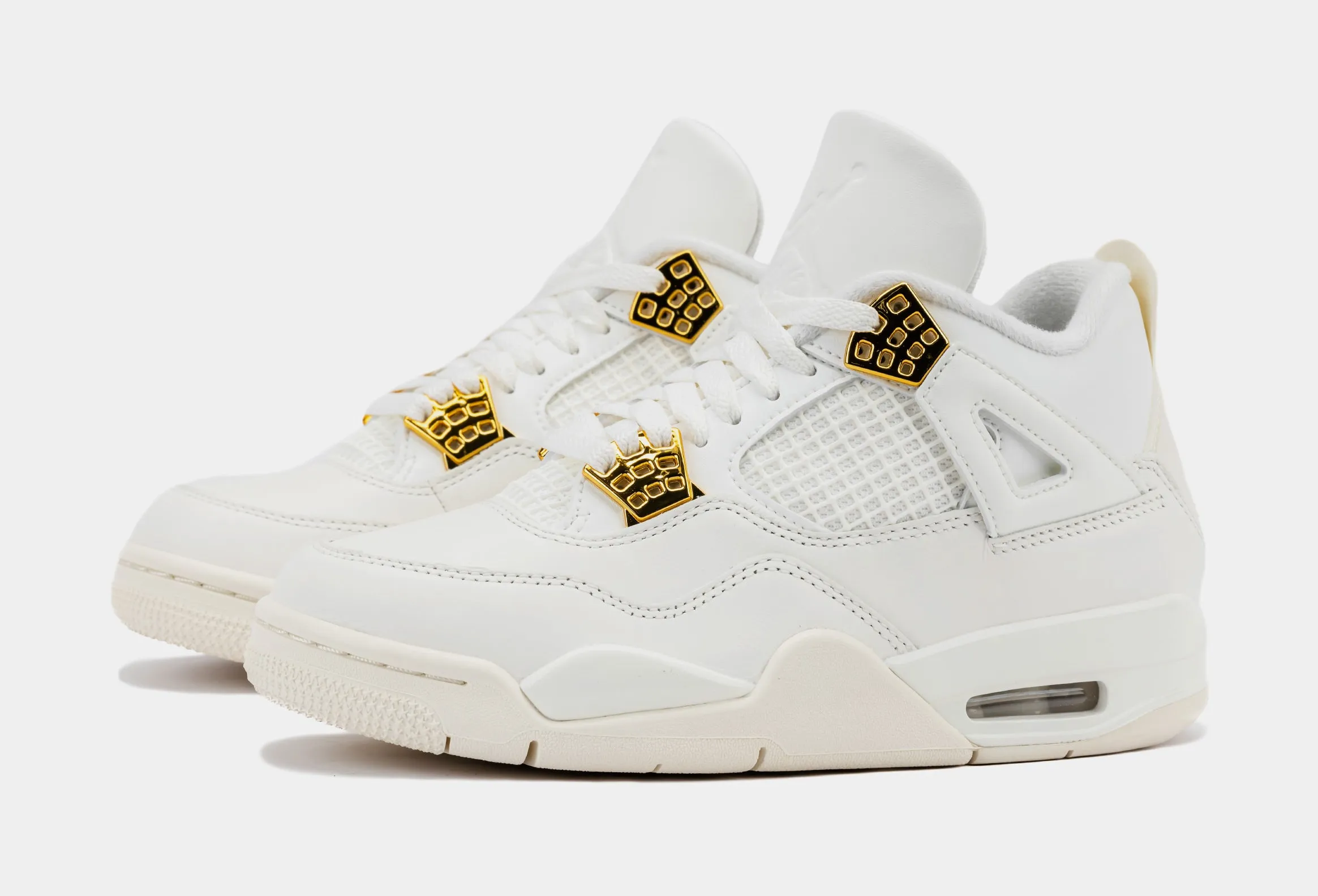 Air Jordan 4 Retro White Gold Womens Shoes Sail Metallic Black - One Per Customer