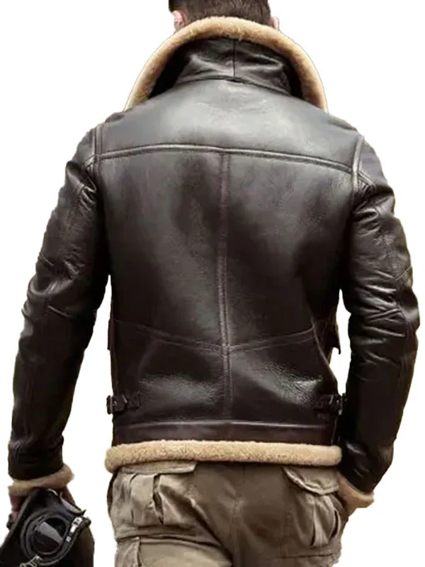 Airforce Flight Jacket with Fur Coat in Leather Material