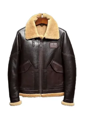 Airforce Flight Jacket with Fur Coat in Leather Material