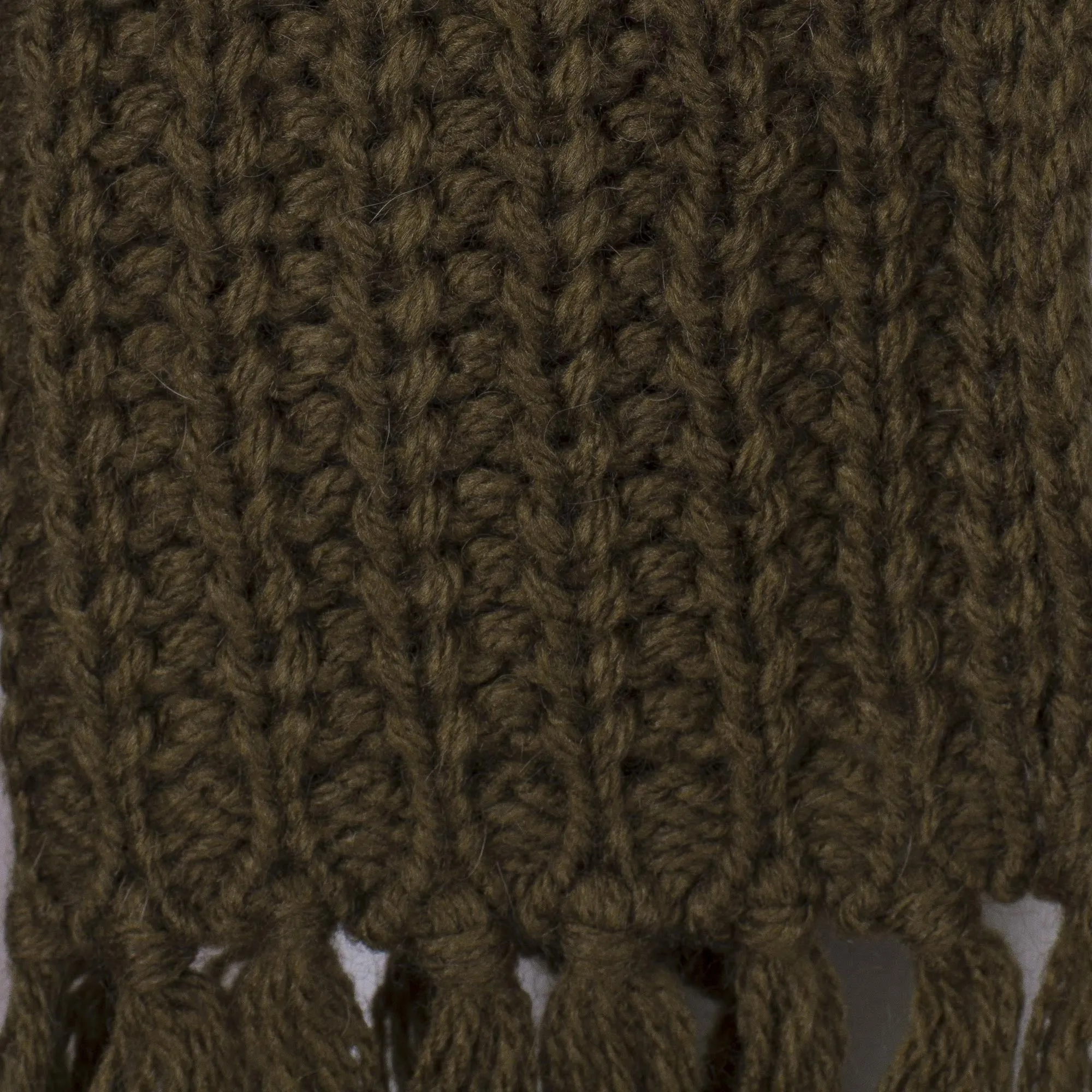 Andean Textures Unisex Rib Knit Acrylic Scarf in Olive Green - Peruvian Handmade.