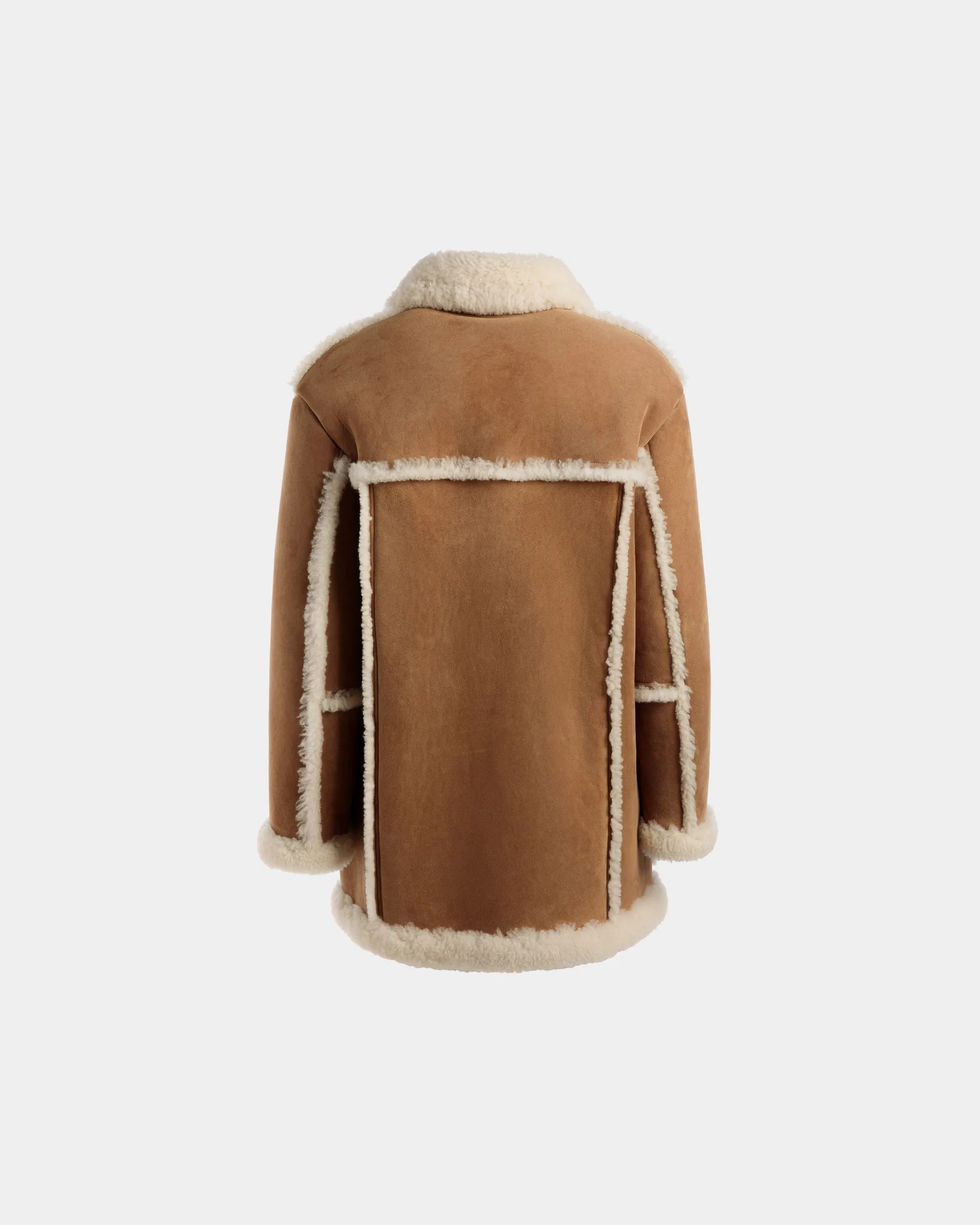 Aviator Brown Leather Merino Coat