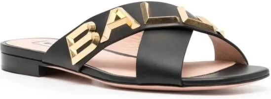 Bally logo-plaque crossover sandals in Black