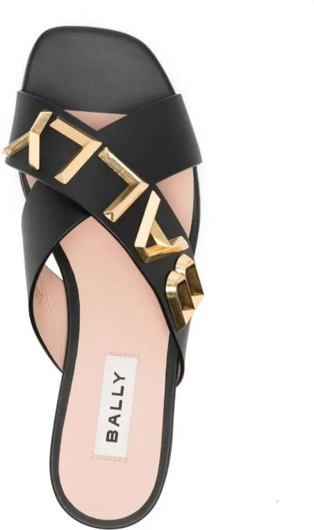 Bally logo-plaque crossover sandals in Black