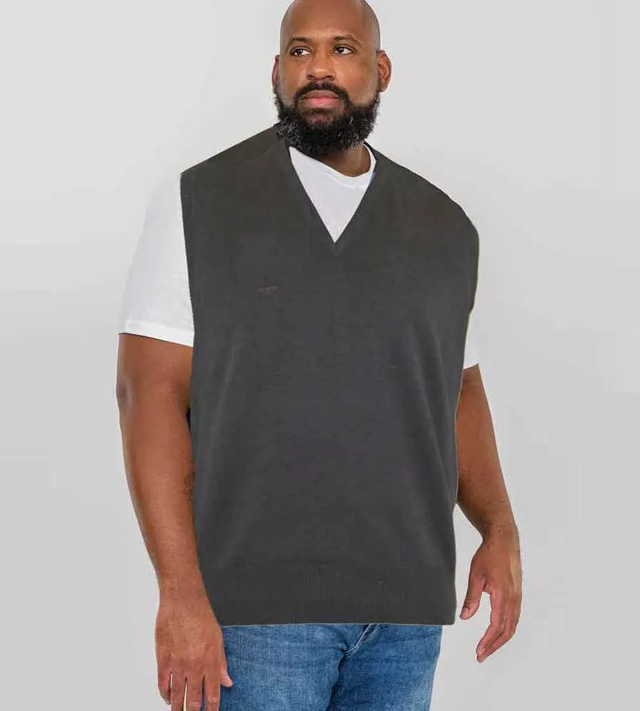 Big Mens Charcoal Plain Crew Neck Sweater 3