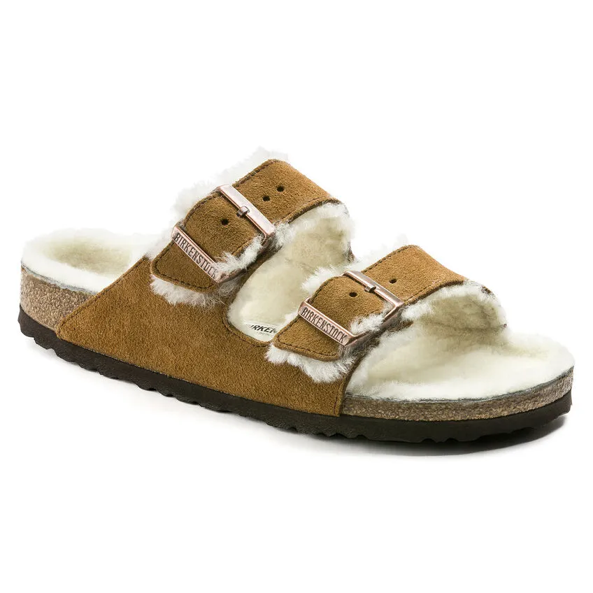 Mink Arizona Shearling Sandals for Women by Birkenstock