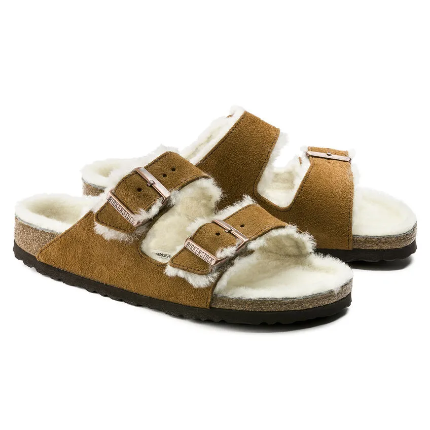 Mink Arizona Shearling Sandals for Women by Birkenstock