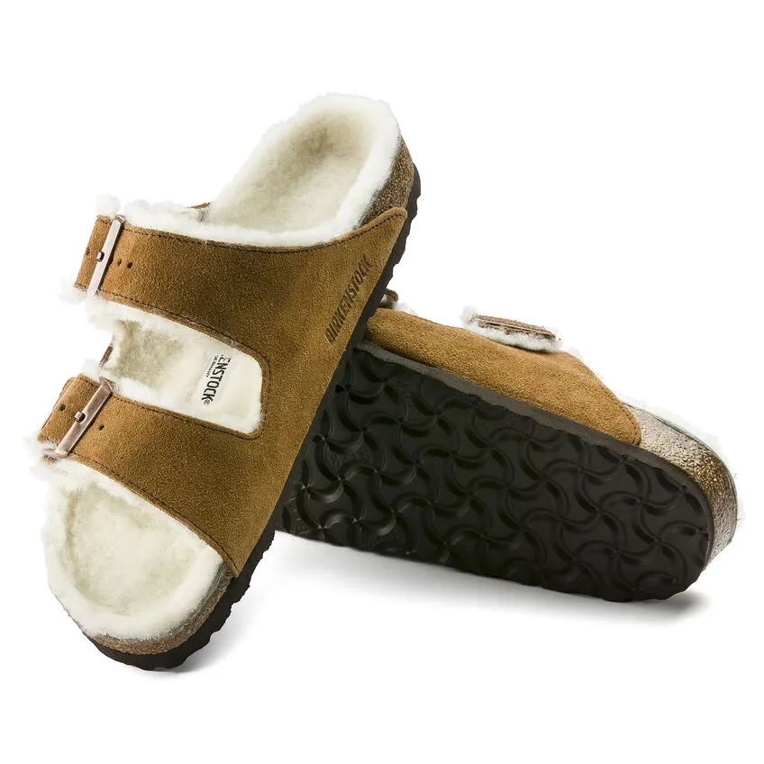 Mink Arizona Shearling Sandals for Women by Birkenstock