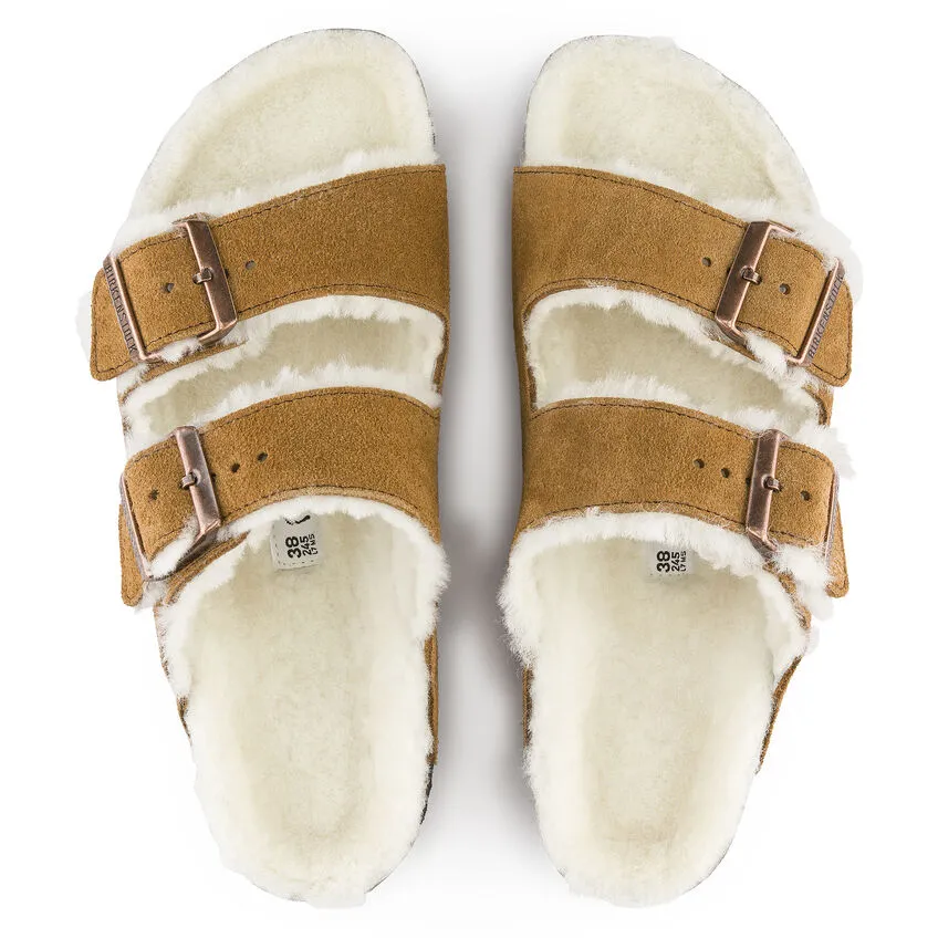 Mink Arizona Shearling Sandals for Women by Birkenstock