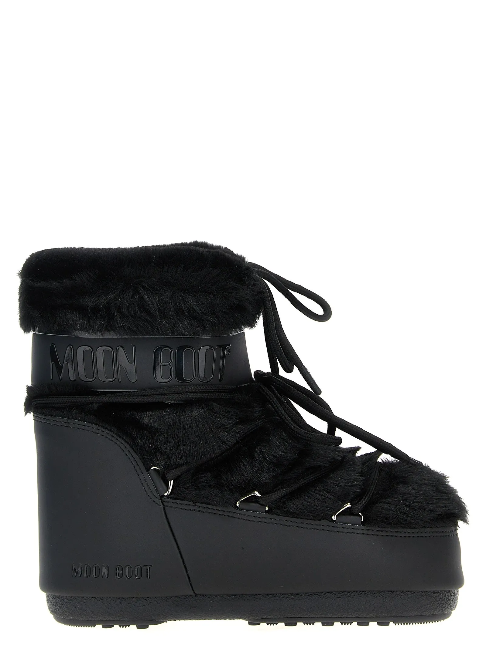 Black Ankle Boots Faux Fur Ltrack Tube