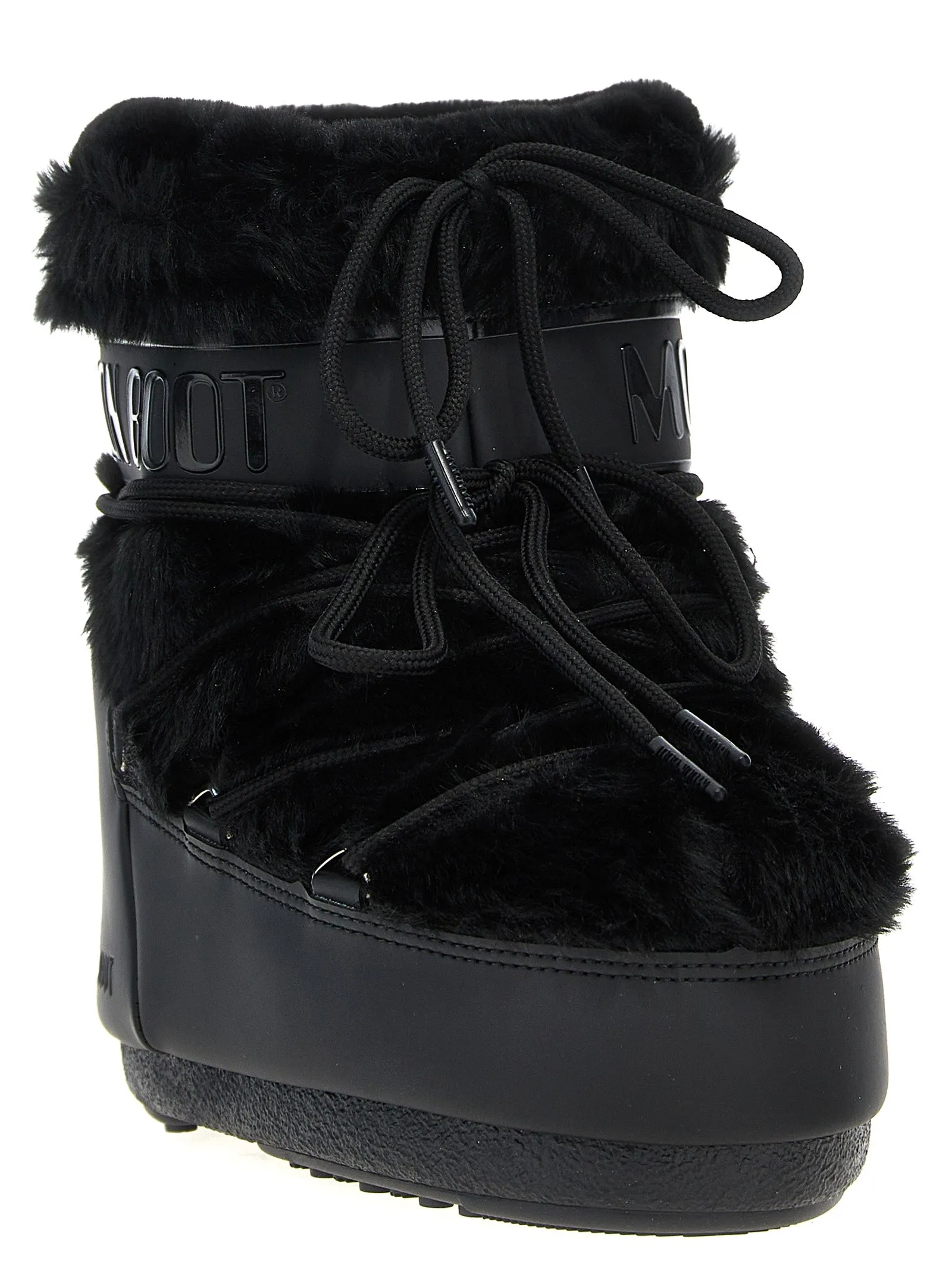 Black Ankle Boots Faux Fur Ltrack Tube