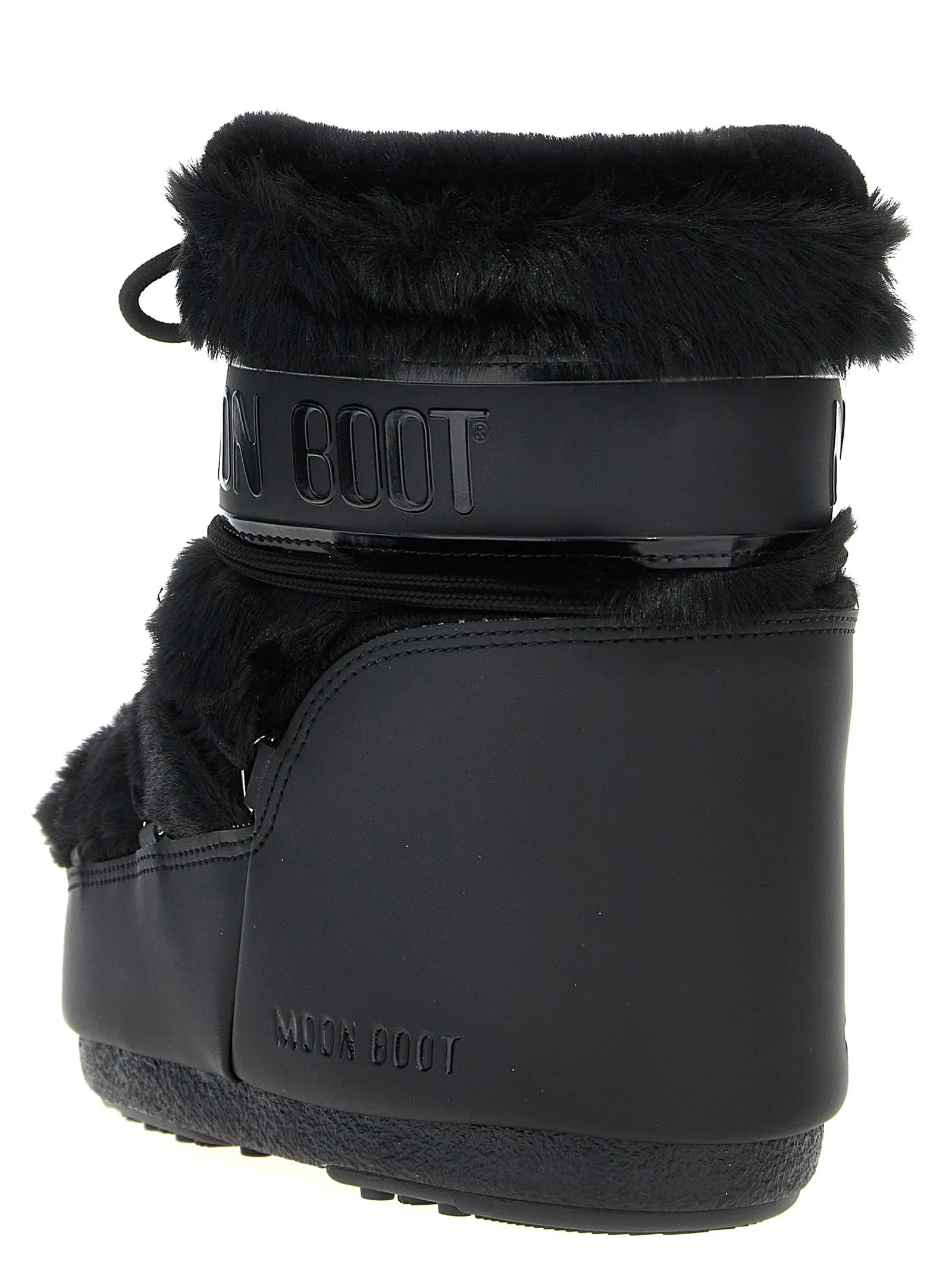 Black Ankle Boots Faux Fur Ltrack Tube