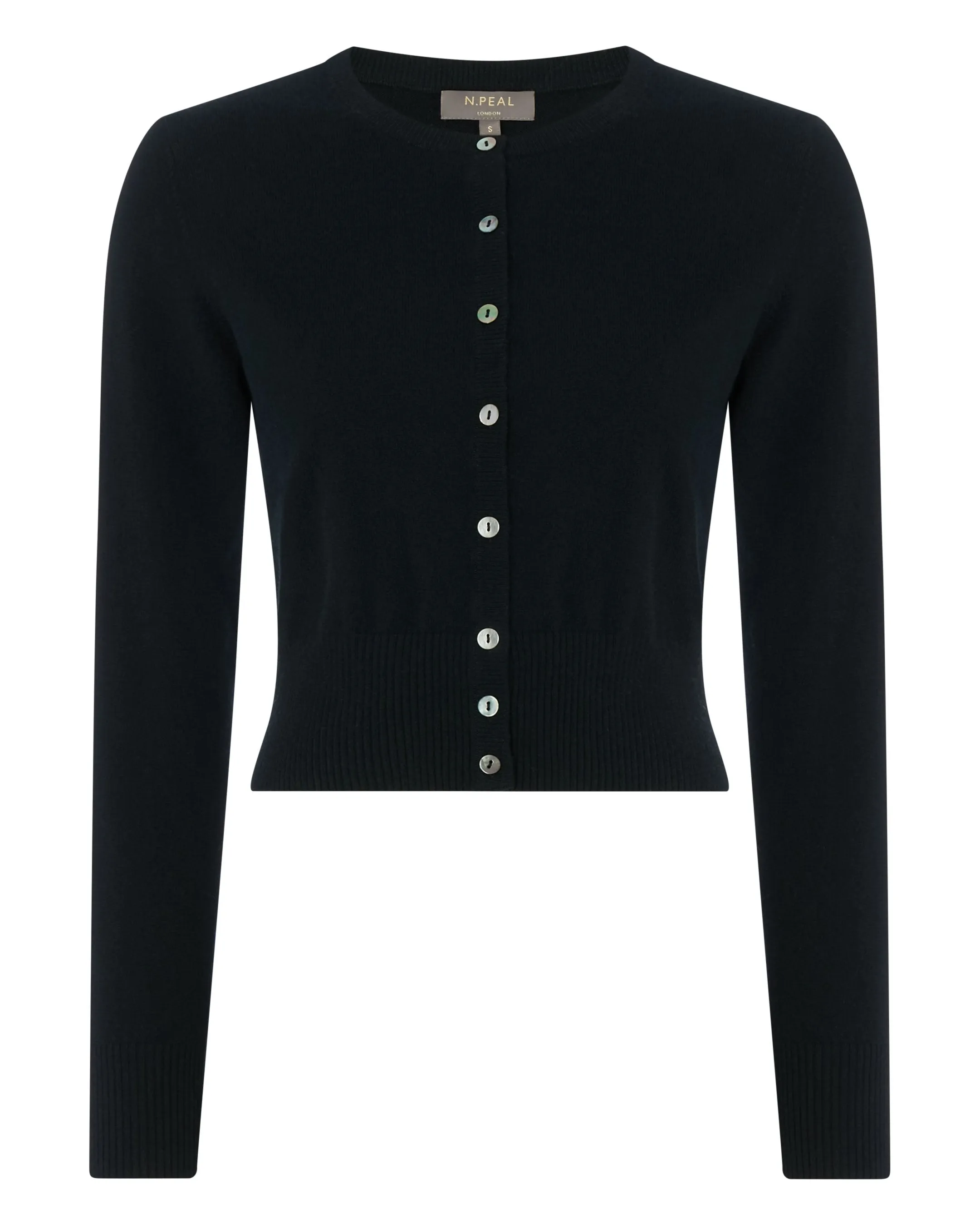 Black Cashmere Ivy Cropped Cardigan for Women.