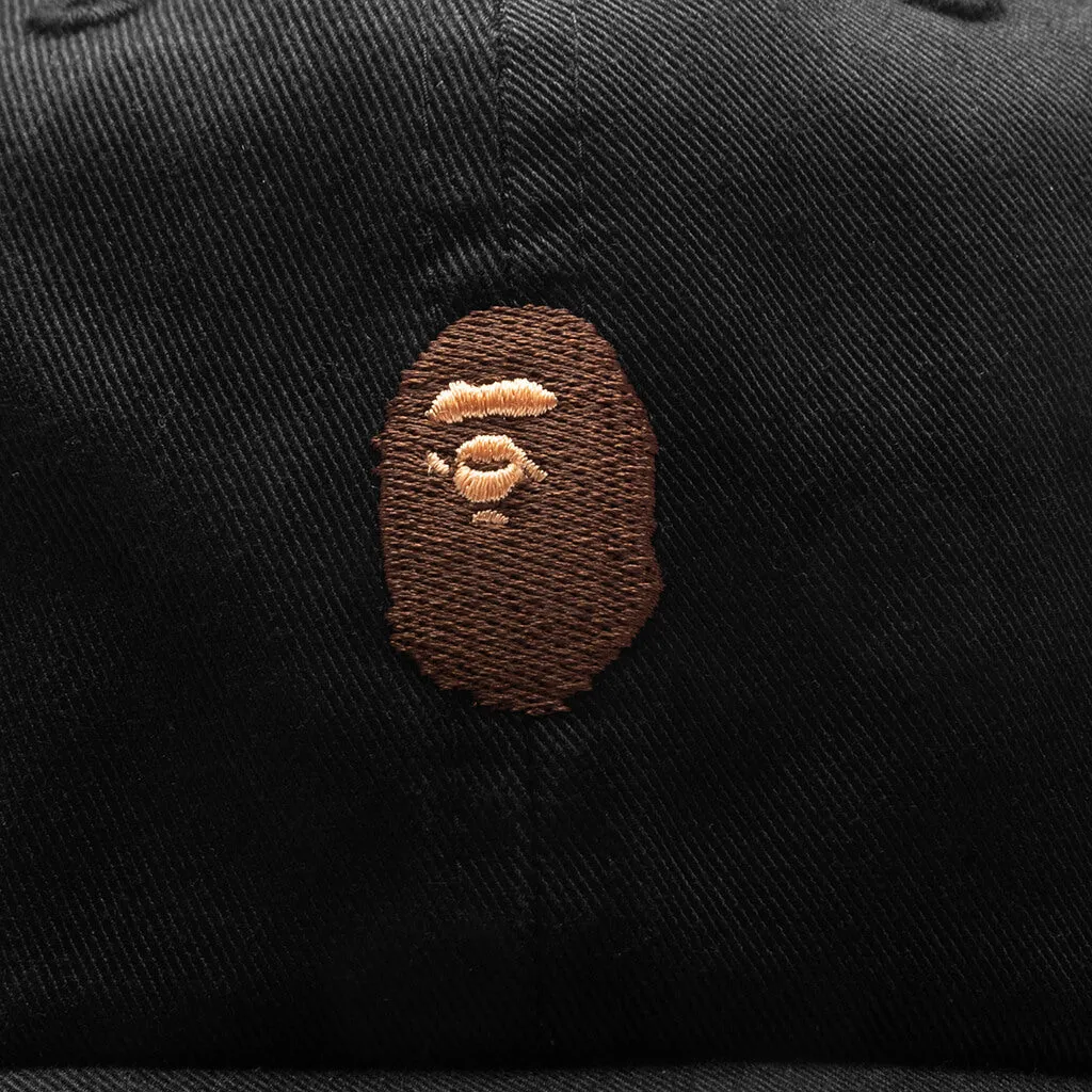 Black One Point Panel Cap