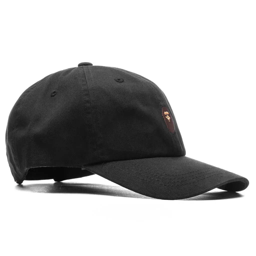 Black One Point Panel Cap