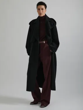 Black Wool Belted Coat