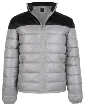 Light Grey Blend Shiny Padded Puffer Jacket