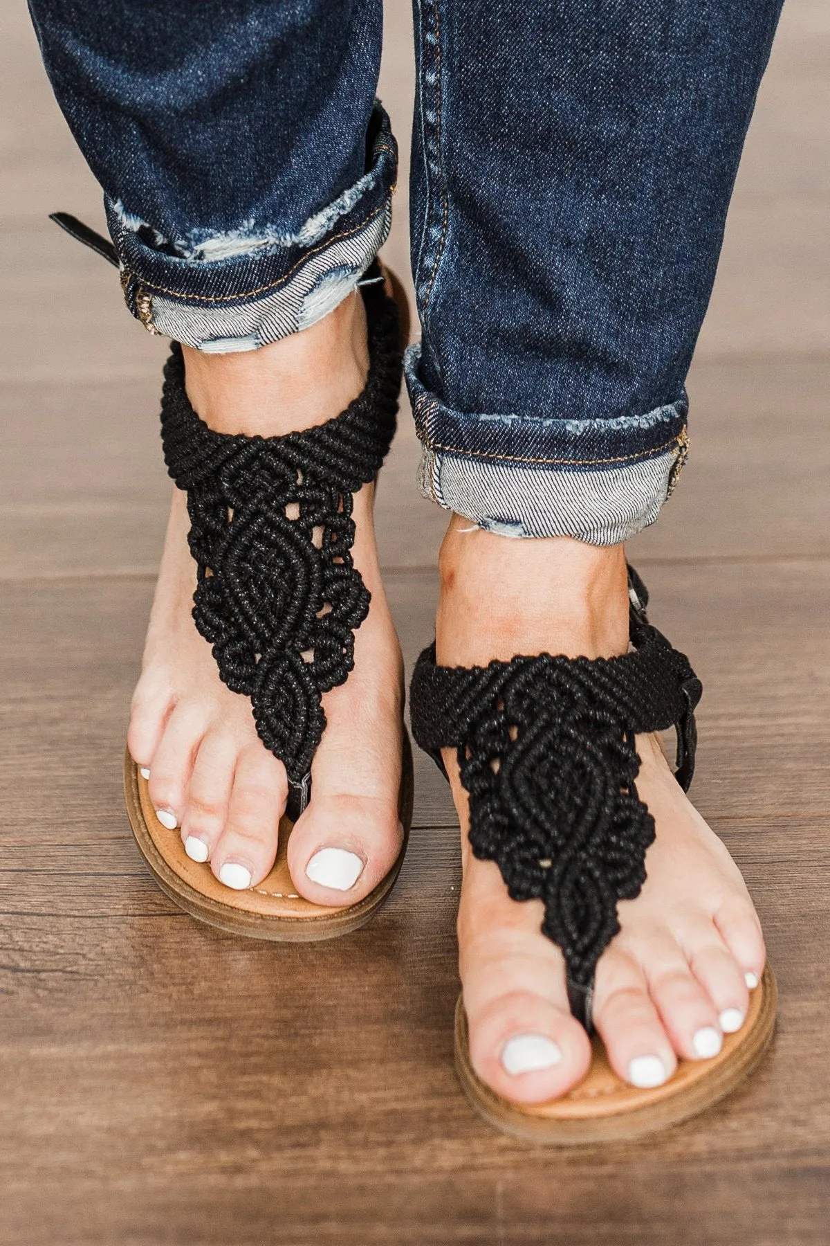 Blowfish Black Macrame Brandey Sandals