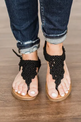 Blowfish Black Macrame Brandey Sandals