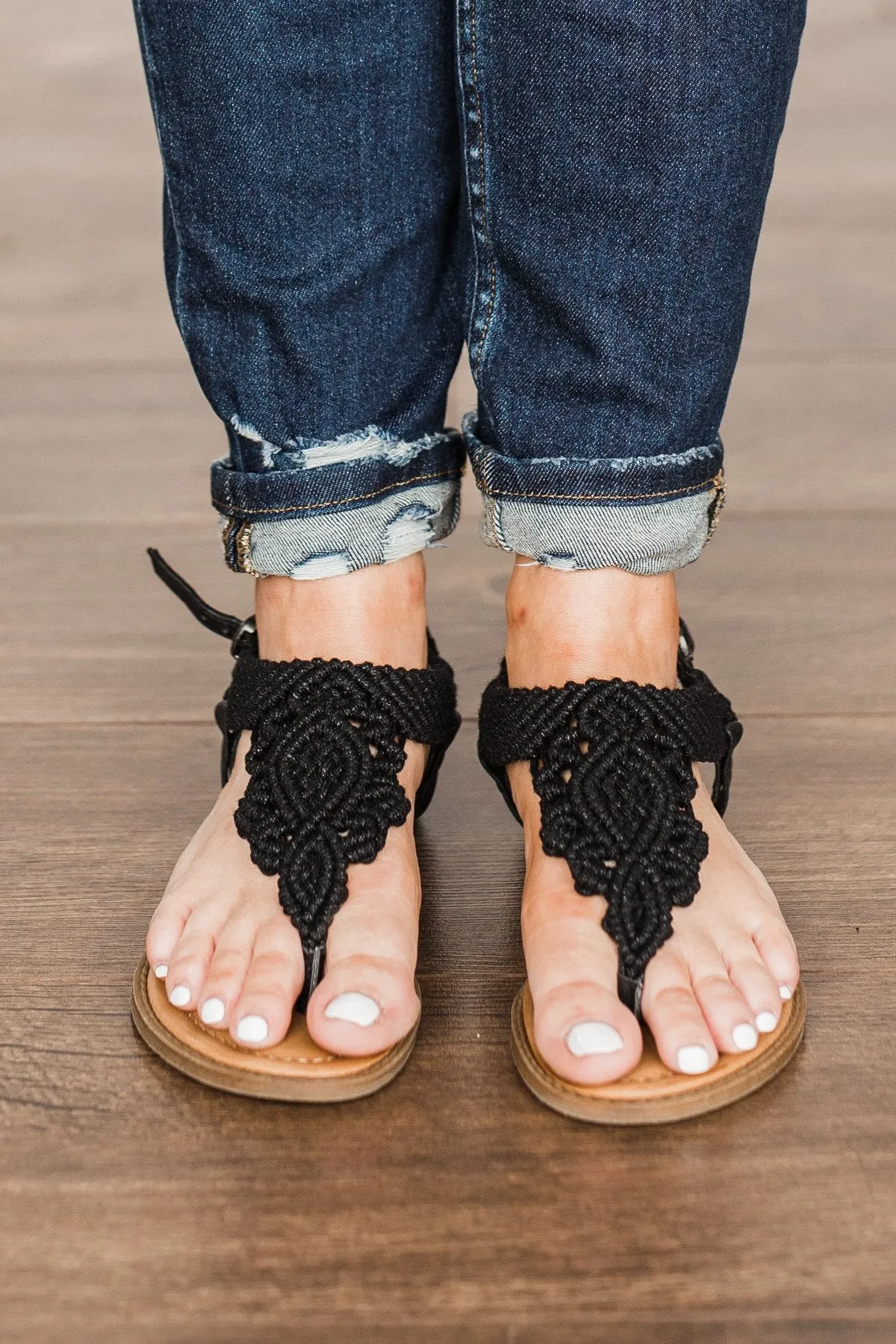 Blowfish Black Macrame Brandey Sandals