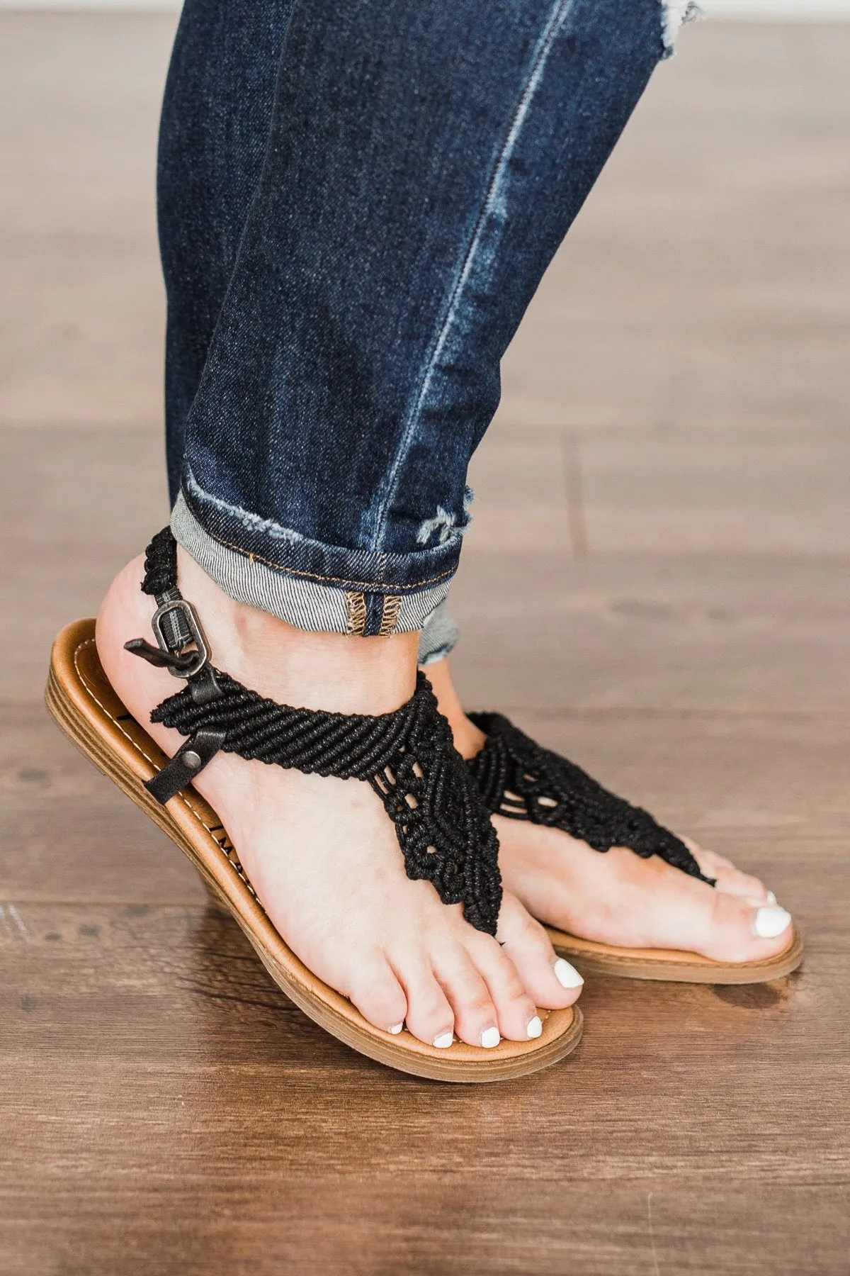 Blowfish Black Macrame Brandey Sandals