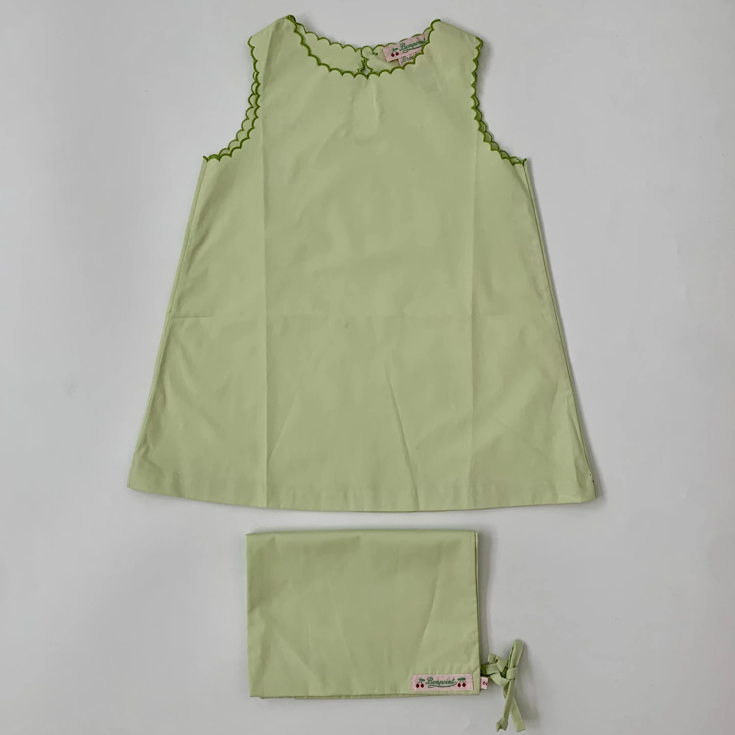 Bonpoint Lime Green Dress With Bag: 2 Years - Cute Designer Outfit for Toddlers