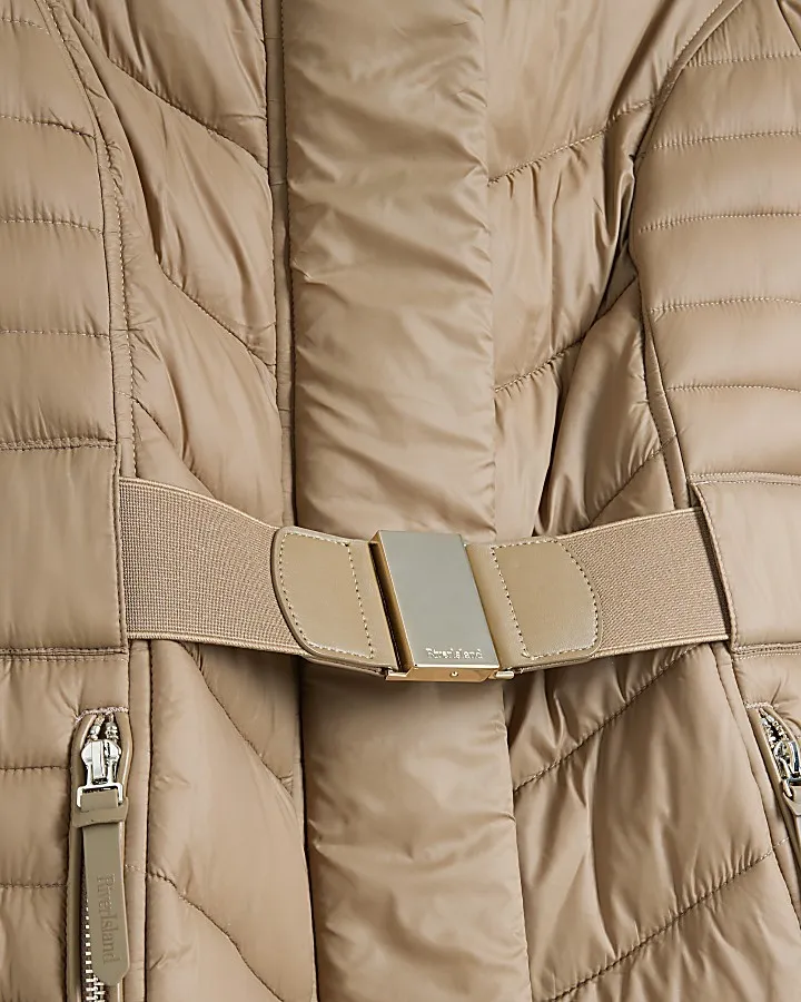 Brown Quilted Long Coat