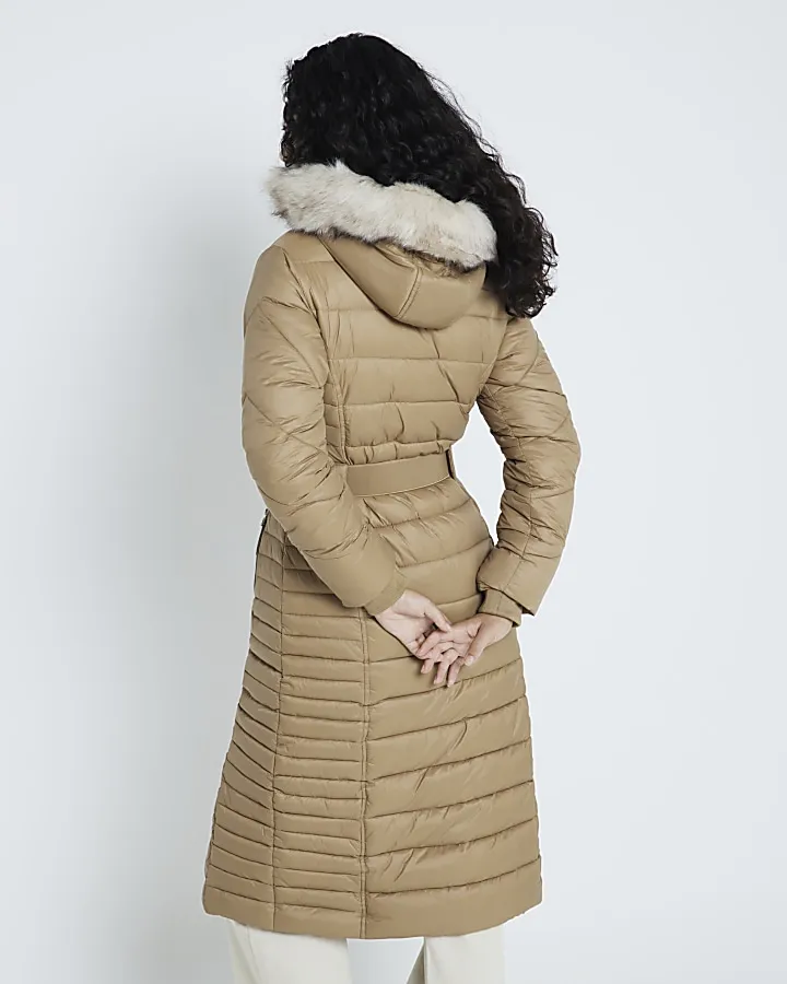 Brown Quilted Long Coat