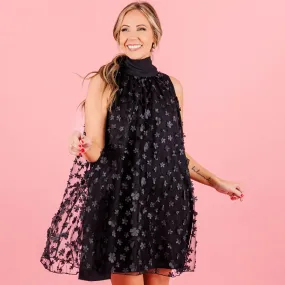 Black Busy Blooming Dress