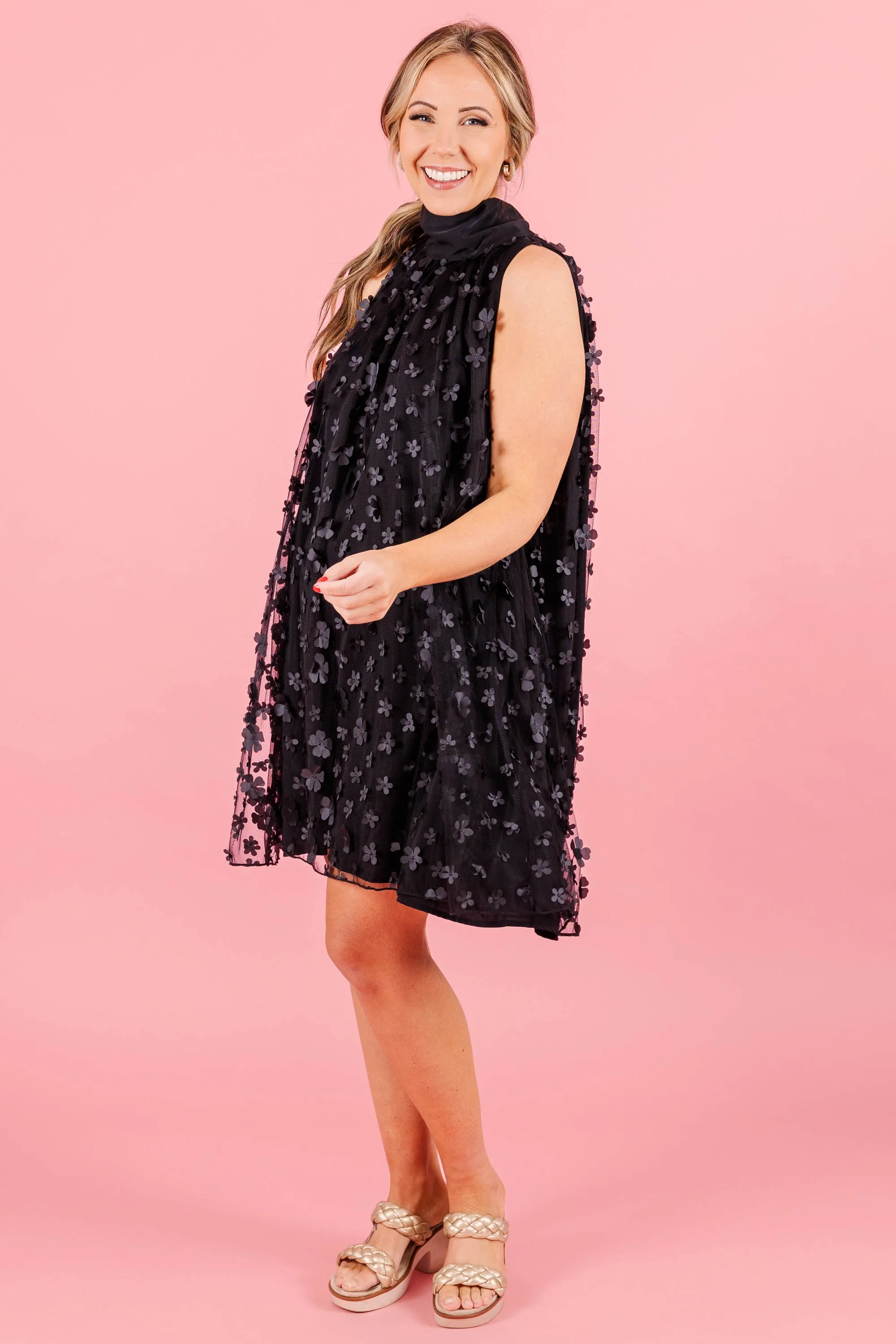 Black Busy Blooming Dress