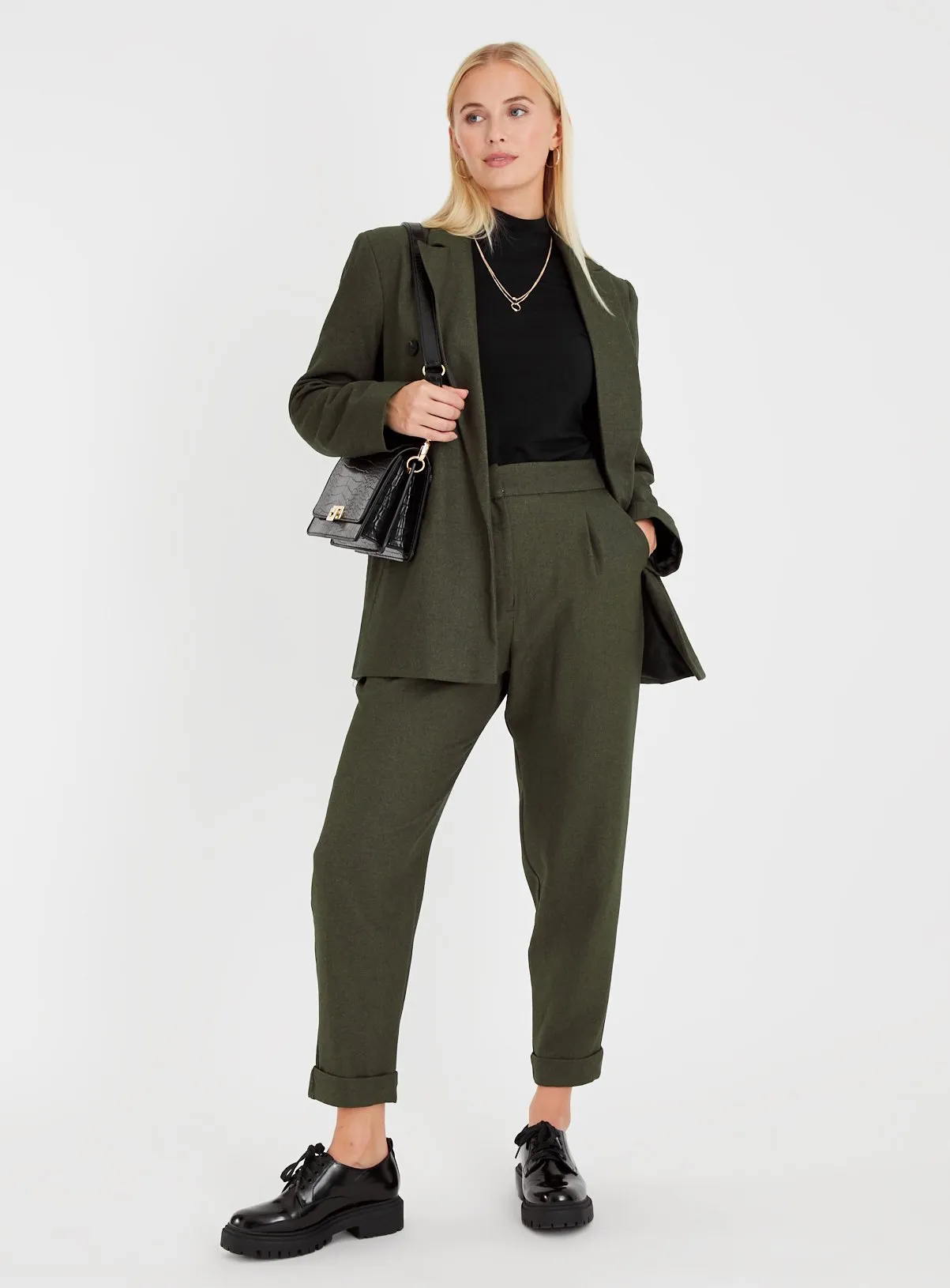 Khaki Tapered Trousers 20S by Tu