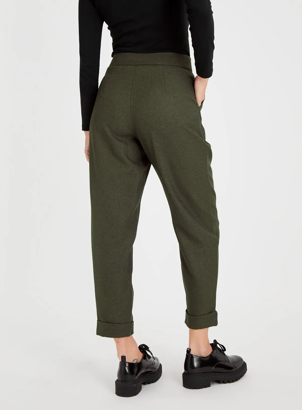 Khaki Tapered Trousers 20S by Tu