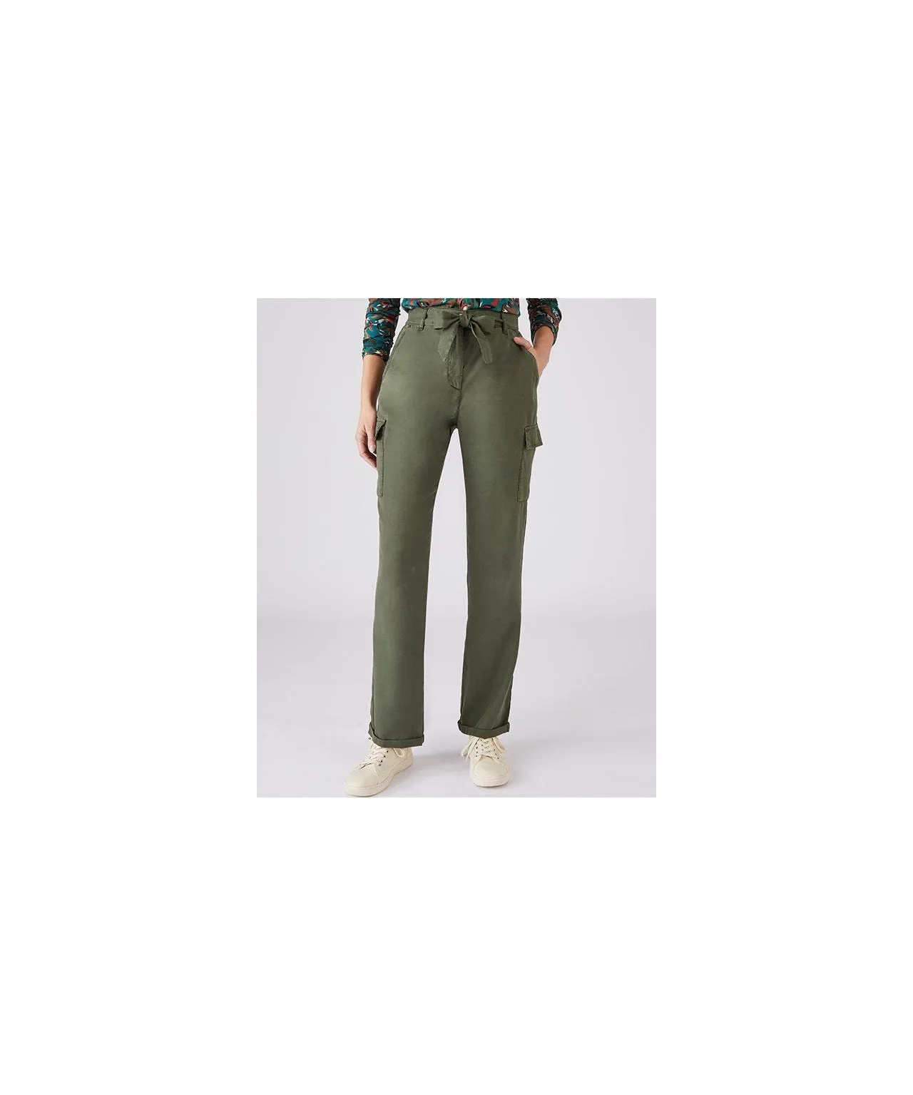 Cargo Trousers with Tie Waist