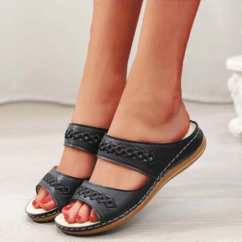 Comfortable Open Toe Slip-On Sandals for Women's Outdoor Walking