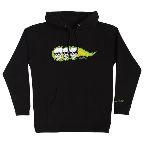 Creature Skateboards Hoodie with 3 Skulls Design, Pullover Style in Black