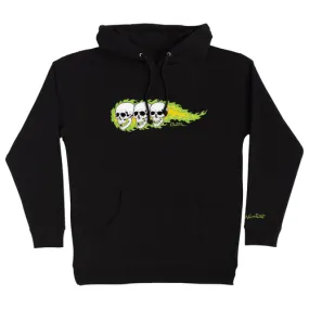 Creature Skateboards Hoodie with 3 Skulls Design, Pullover Style in Black