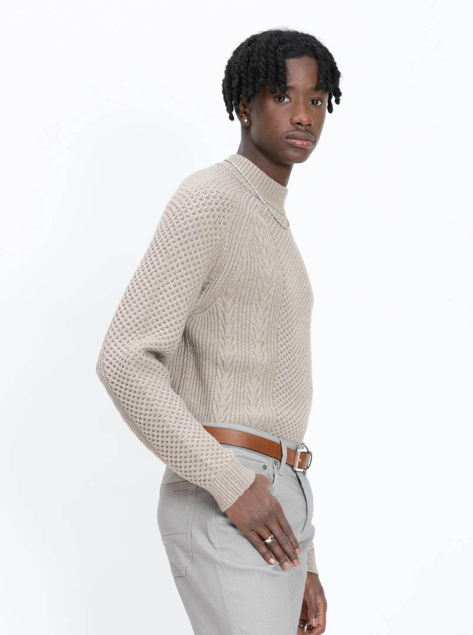 CUDI Cable Knit Cashmere Sweater || CUDI Twisted Knit Cashmere-Effect Pullover