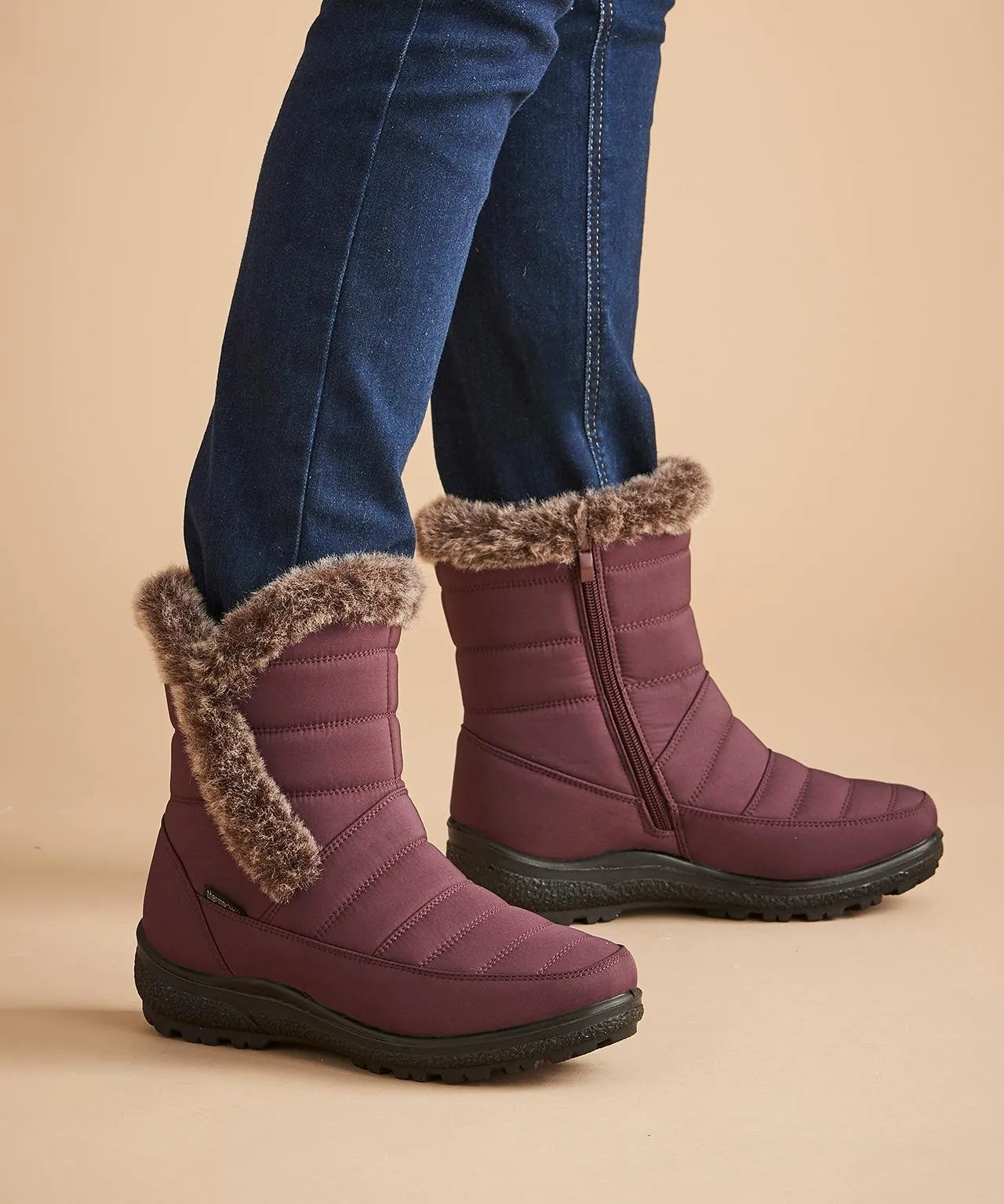 Cushion-Walk Quilted Boots, Comfortable Footwear