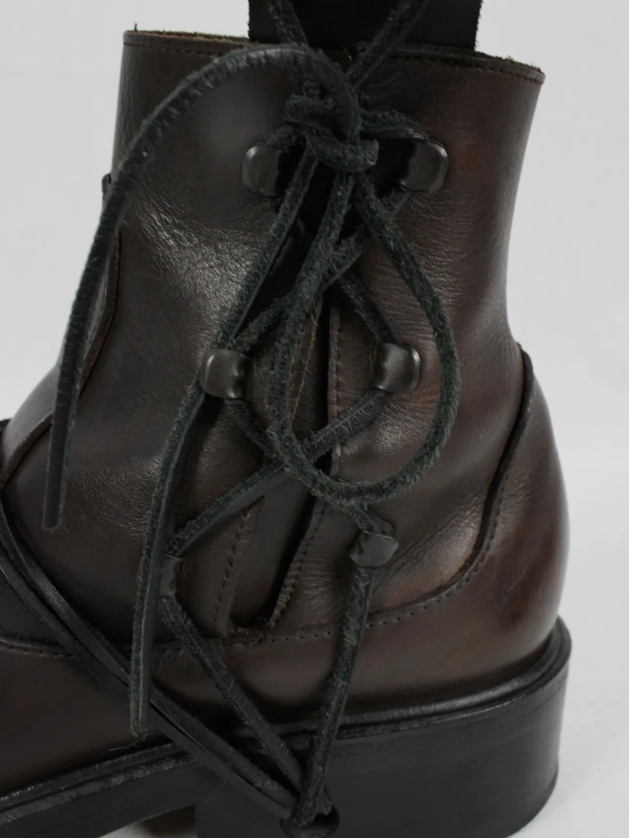 Dirk Bikkembergs 90's brown boots with hooks and laces through the soles - size 44