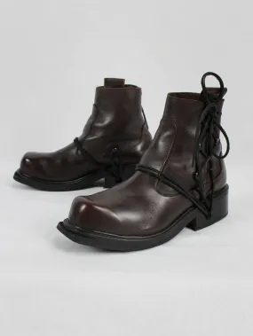 Dirk Bikkembergs 90's brown boots with hooks and laces through the soles - size 44