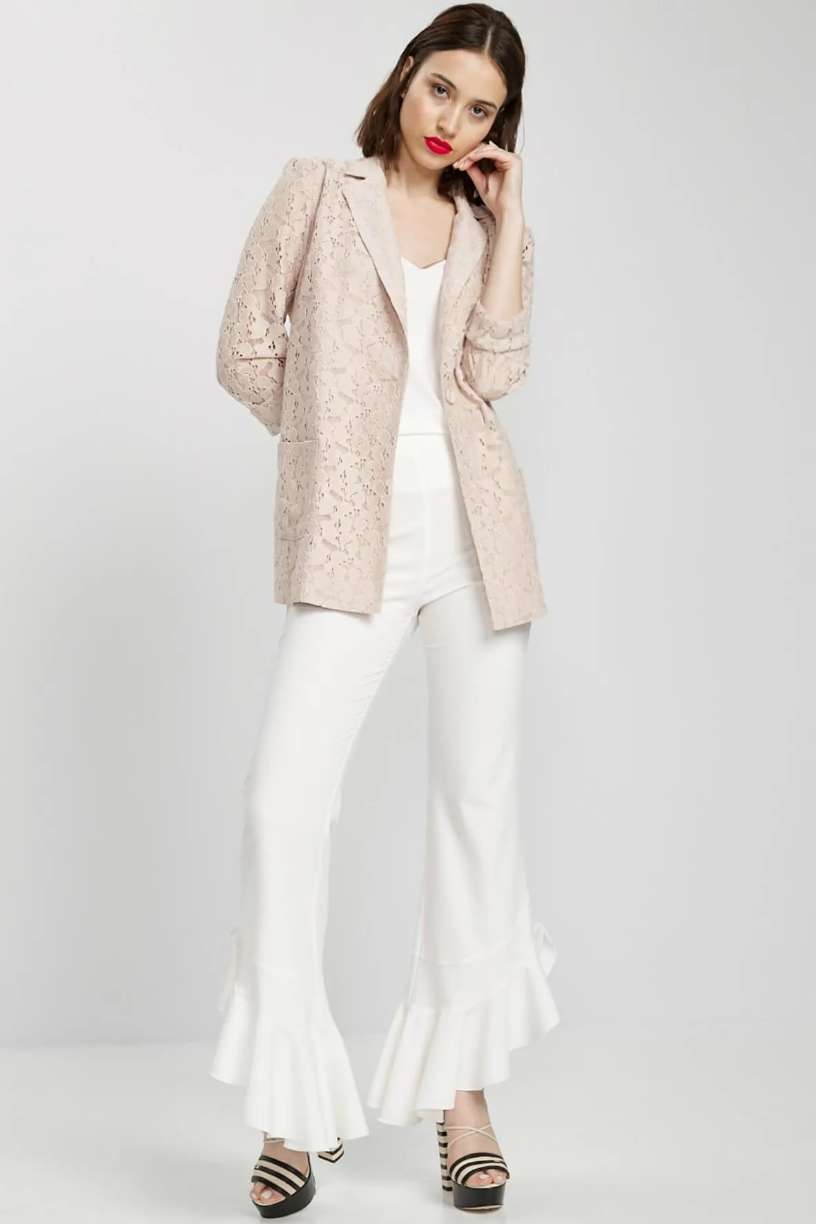 Dusty Rose Lace Blazer