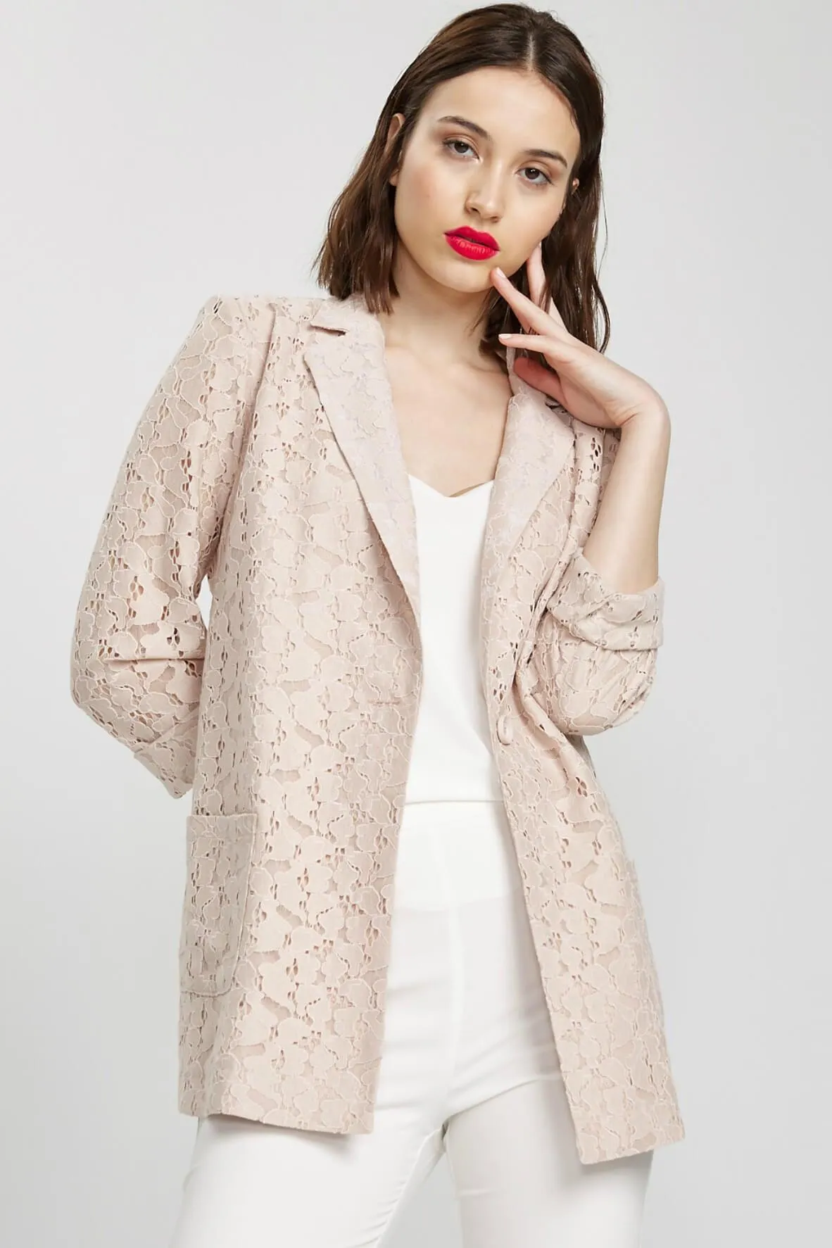 Dusty Rose Lace Blazer