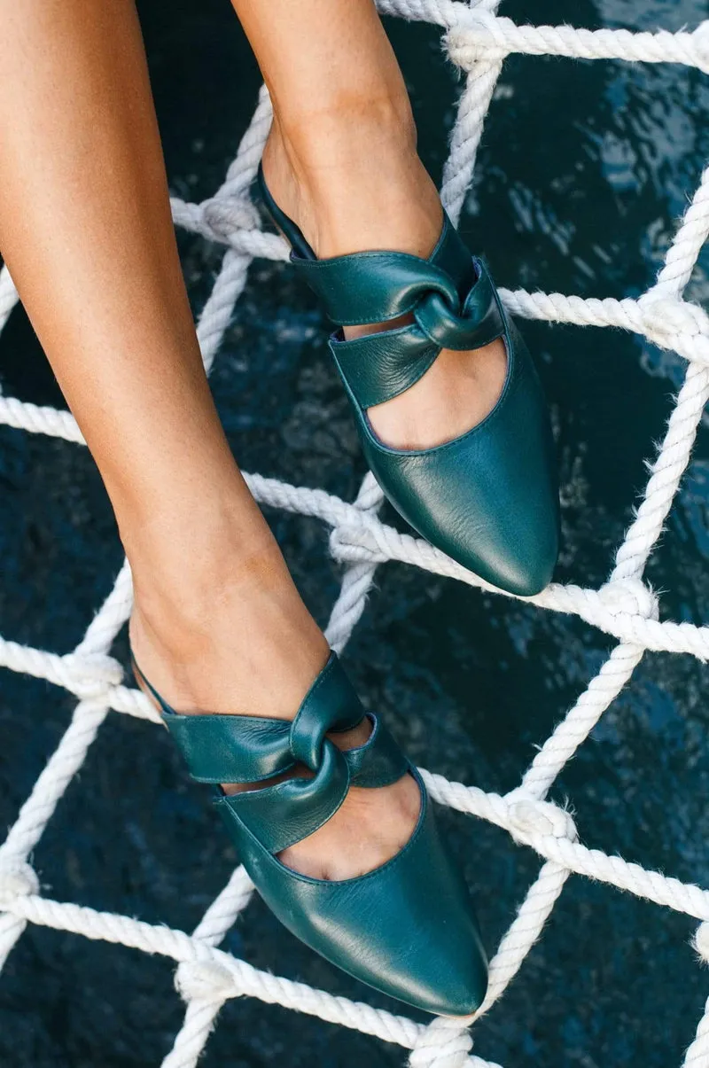 Emerald Taj Mahal Pointy Toe Mules