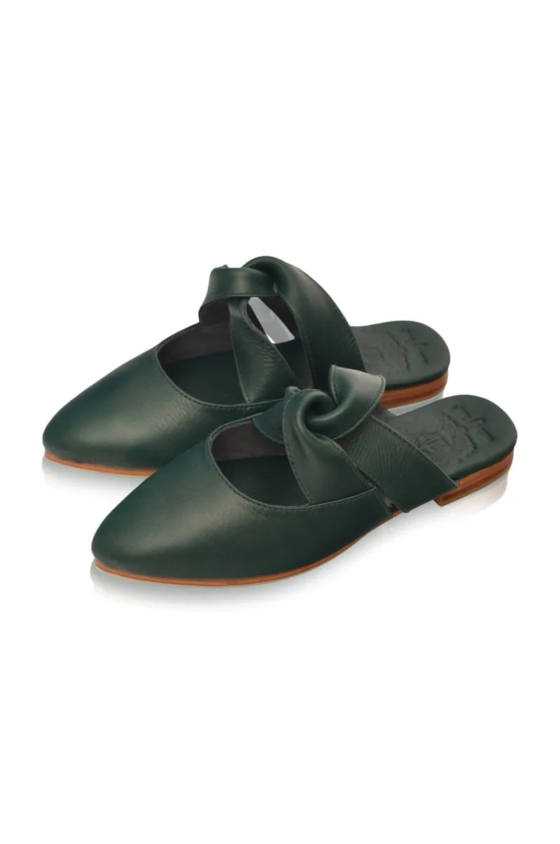 Emerald Taj Mahal Pointy Toe Mules