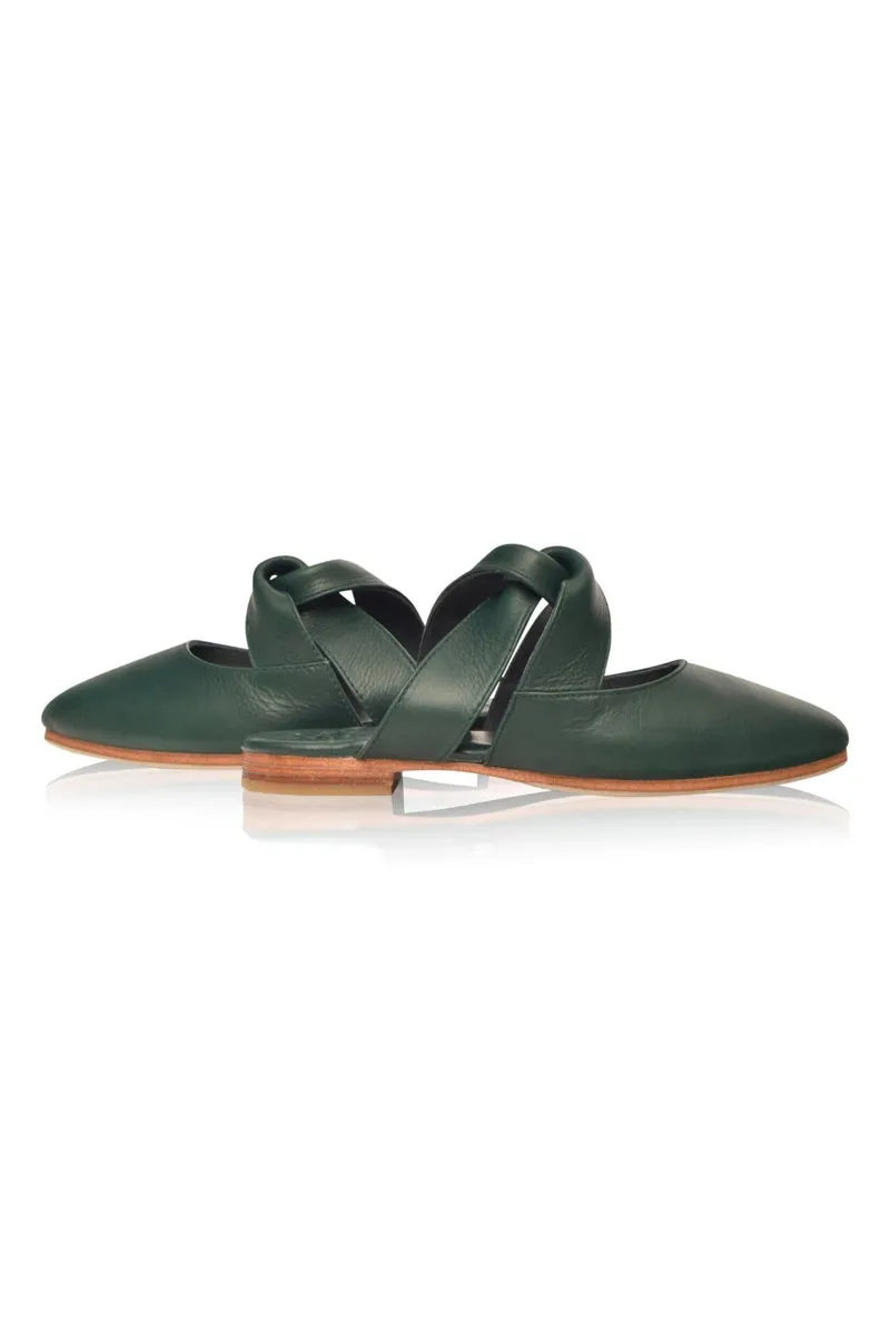 Emerald Taj Mahal Pointy Toe Mules